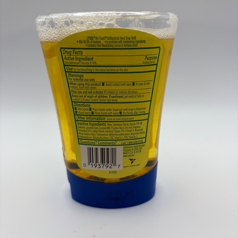Lysol No-Touch Antibacterial Hand Soap Refill Lemon & Verbena 8.5oz 251ml Sealed - Picture 3 of 7